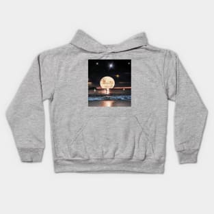 Moonlight Ocean Stars and Sailboats Kids Hoodie